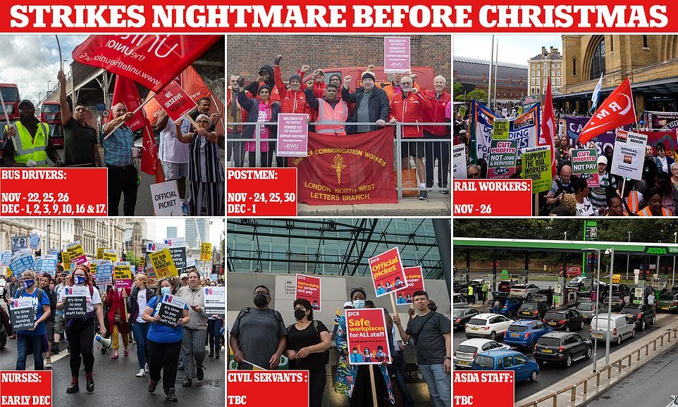 Britain is facing a winter of discontent after 100,000 civil servants voted to strike as comrades on the rail network agreed new dates and nurses decided on taking industrial action for the first time in more than a century.