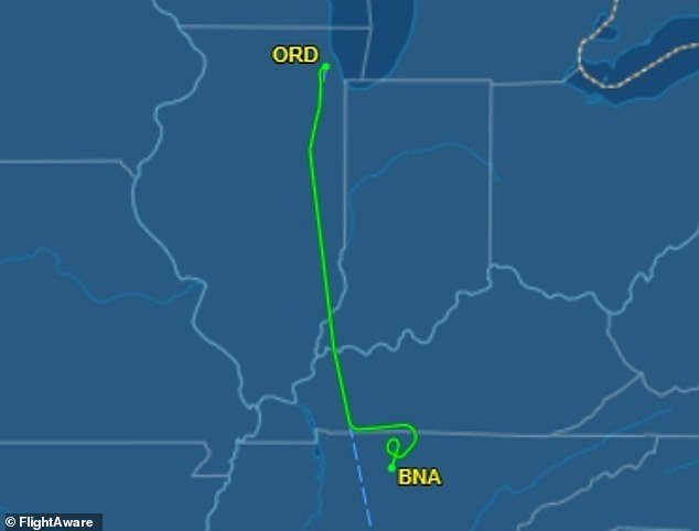 Flight 1884 landed in the Tennessee capital just 1 hour and 29 minutes after departing Chicago O'Hare on Friday morning