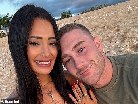 Nikki Saroukos, 25, is pictured alongside her husband whom she had planned to visit before she was detained and deported back to Australia over the weekend