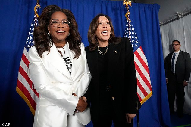 During Harris' presidential campaign, she received endorsements from Oprah Winfrey (pictured left), Beyoncé, Taylor Swift and other high profile celebrities.