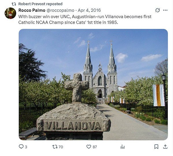 Prevost re-tweeted a celebration of Villanova's 2016 title - when all 3 players were on the team