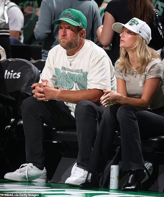 Dave Portnoy sat alongside his young girlfriend Camryn D'Aloia at the Celtics game