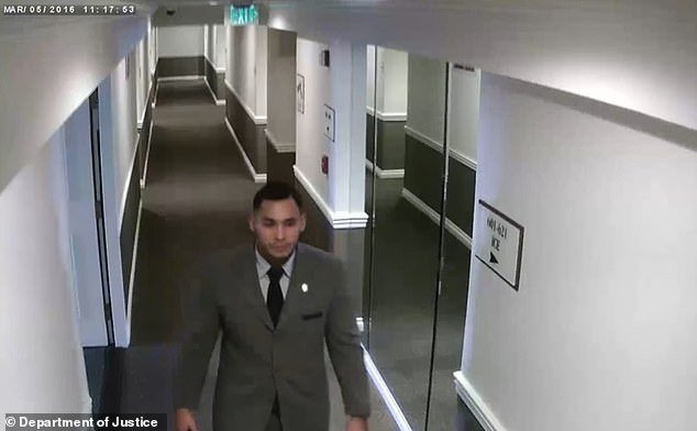 First, prosecutors showed it all the way through. Then, they played it as the hotel¿s assistant security director at the time, Israel Florez (pictured), described what was happening