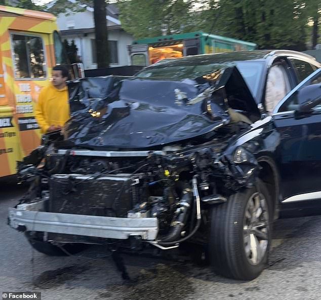 Eleven were people were killed and dozens were injured after an SUV (pictured) rammed through a packed street festival Lapu Lapu Day - to honor Filipino heritage - at around 8pm local time on Saturday