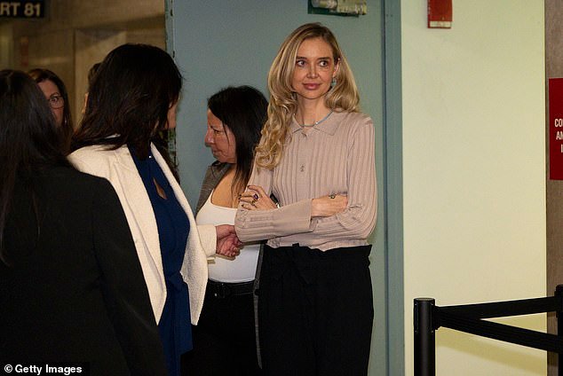 Sokola (pictured on Thursday) stared straight at Assistant District Attorney Shannon Lucey as she testified, refusing to even look at Weinstein when she entered the courtroom