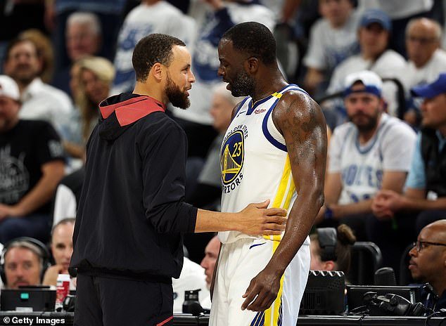 His Warriors teammates including Stephen Curry were forced to step in and calm Green down