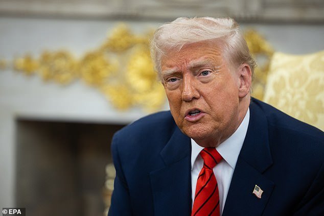 President Donald Trump attends a meeting at the White House