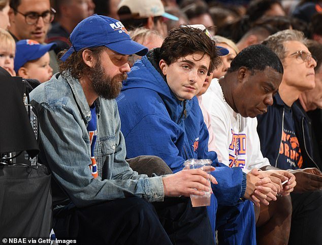 Timothee Chalamet was sat courtside without Kylie Jenner for the Knicks playoff game