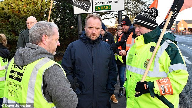 Gary Smith, GMB General Secretary: The Edinburgh-born trade unionist was rewarded for a lifetime of service to GMB with a £135,000 package when he was elected General Secretary last year. He is pictured on the picket line in Bishop Auckland, County Durham