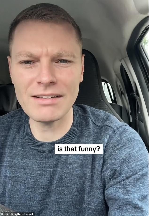 Ben the Vet (pictured) made a video on his TikTok channel, in which he spoke out against the trend of cat spinning