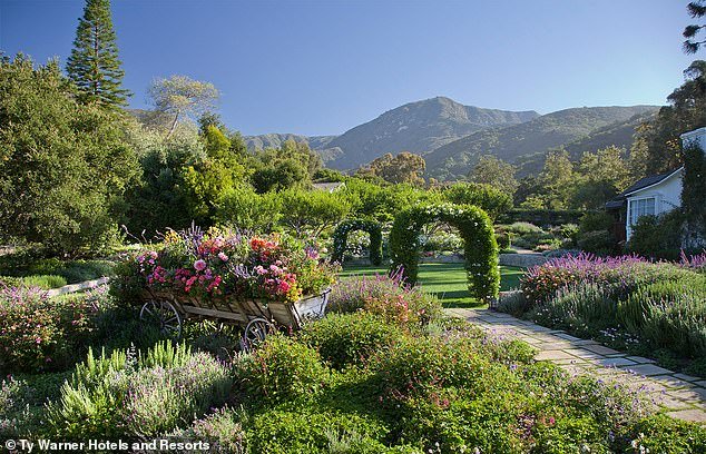 The happy couple tied the knot in front of the stunning vistas of the luxurious San Ysidro Ranch