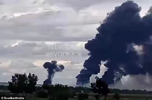 Russian Belaya Air Base in Irkutsk region, Siberia, was ablaze today after a suspected drone strike linked to Ukraine