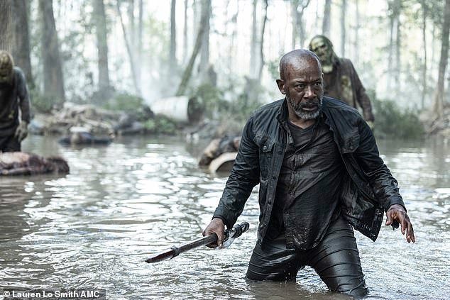 Lennie James holding a knife as Morgan Jones in series eight of The Walking Dead