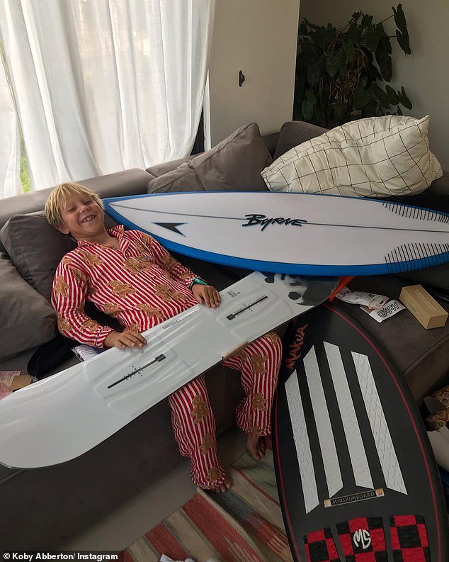 Makua (pictured) told Koby 'dad i was stuck in the rip' in the conversation with his school - with Koby telling him to paddle his way to a popular beach instead of accepting assistance