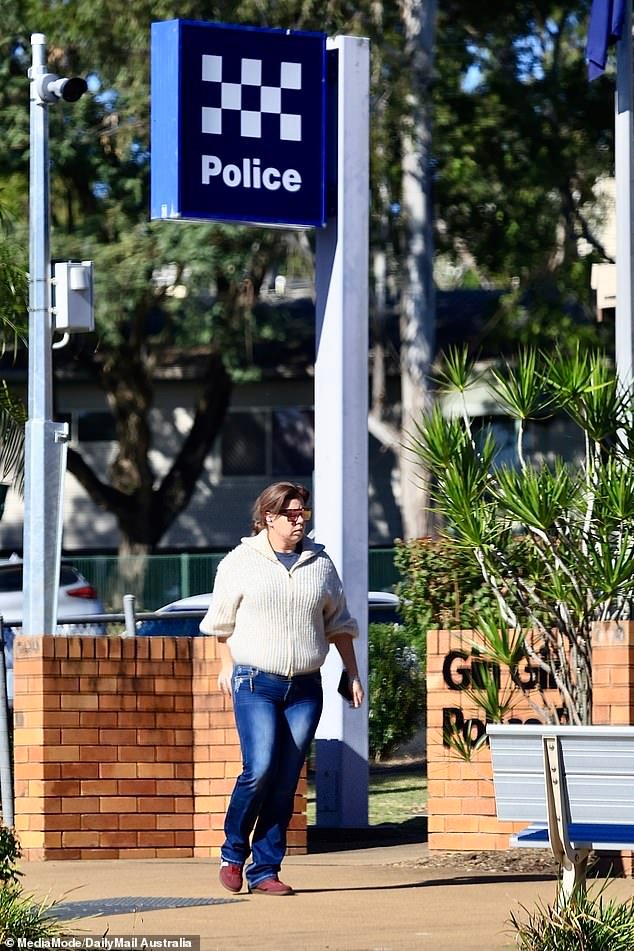 Tanika Bromley refused to comment when confronted by Daily Mail Australia outside Gin Gin Police Station on Thursday