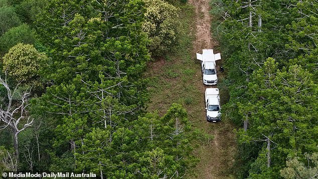 Forensic teams working at the location where suspected human remains were discovered