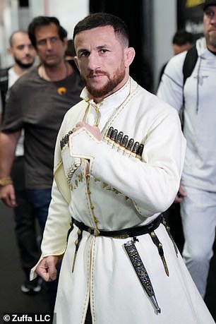 Merab Dvalishvili of Georgia arrives prior to his fight during the UFC 316 event at Prudential Center on Saturday