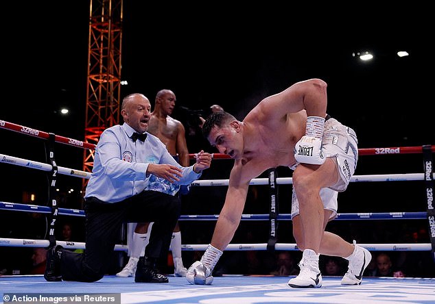Huni's (right) manager had been furious claiming that he 'was not wobbly when he got to his feet' adding that he had been 'putting on a boxing clinic' against Wardley