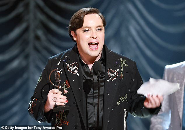 In an impassioned speech, Malone told the audience: 'Eight times a week I walk out on that stage and tell the audience I'm a woman. I'm not one. I only convey it through simple adjustment to posture, voice, and energy, but night after night the audience is believe in Hester'