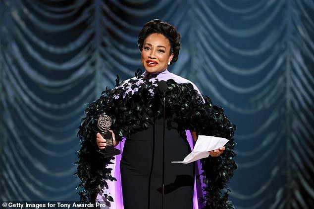 It was her first Tony nomination and win, and the star got emotional while accepting her award
