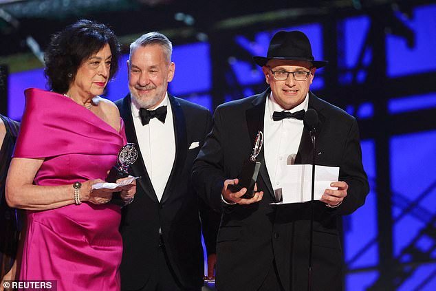 Author Jonathan Spector and producer Lynne Meadow accepted the award for Best Revival of a Play for Eureka Day