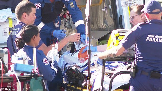 Paramedics attend to Ms Hristovska after the accident