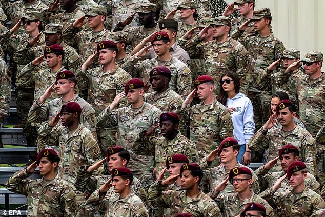 An estimated 15,000 troops gathered to hear Trump speak