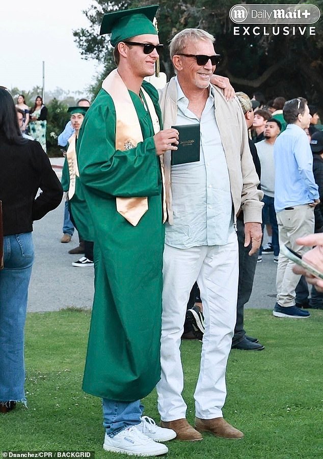 Dressed casually in a pale shirt, white pants, and a light jacket, Costner kept a low profile behind sunglasses
