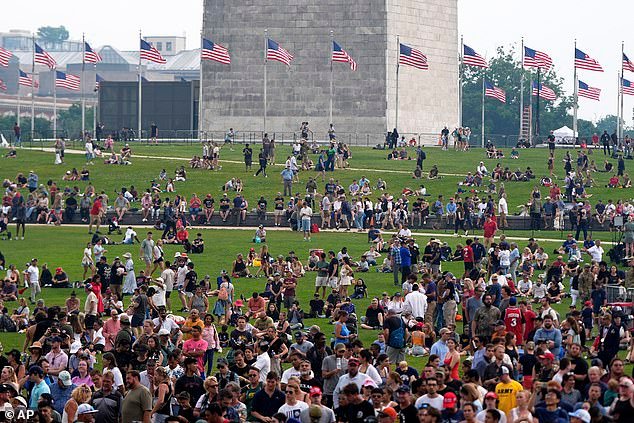 VIP guests were able to get a closer look at the parade, which went down Constitution Avenue, while those in general admission were sprawled out on the National Mall - able to see the flyovers and later, the fireworks display