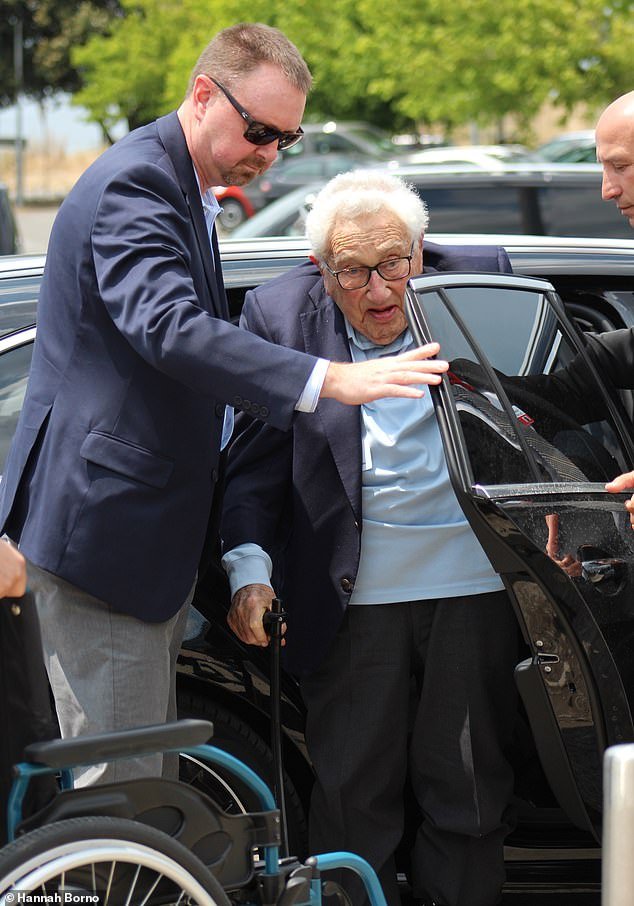 Henry Kissinger at the 2023 Bilderberg meeting in Lisbon, the last before his death later that year