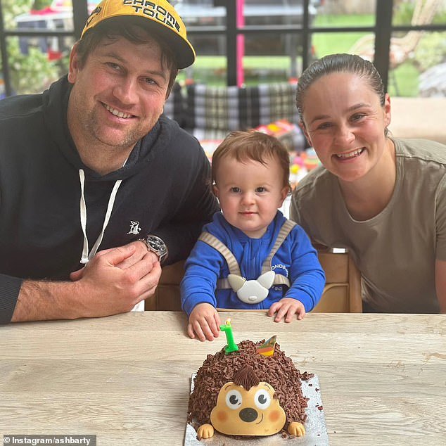 Barty and husband Garry Kissick already share baby son Hayden (pictured together celebrating Hayden's first birthday)