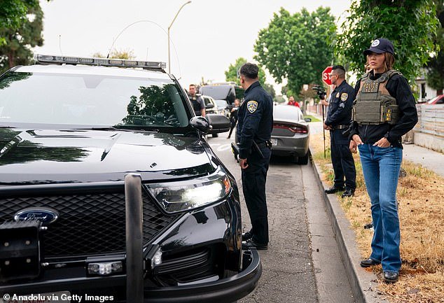 US Homeland Security Secretary Kristi Noem joins ICE operation as she accompanies numerous federal agents raiding a Huntington Park, in Los Angeles,