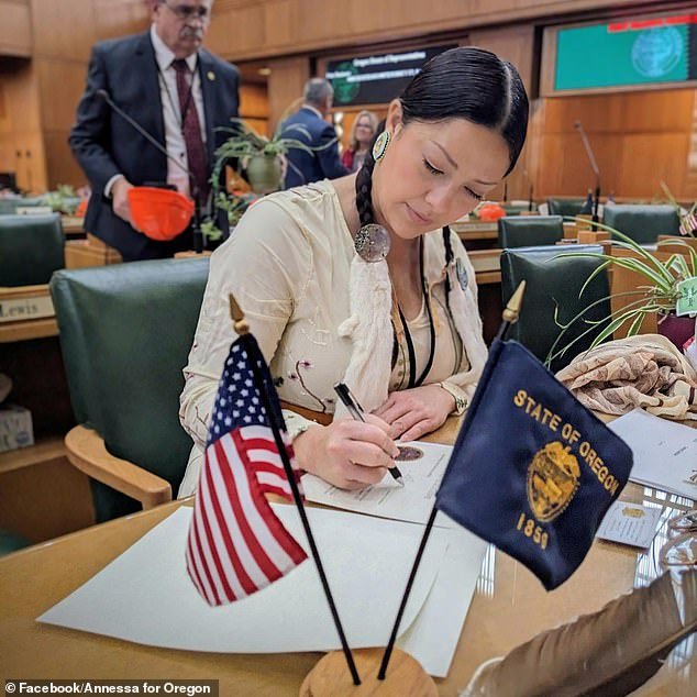 Rep. Annessa Hartman (pictured) said during her three years in the state's legislature she has grown so accustomed to crying in front of her coworkers that it doesn't even phase her anymore
