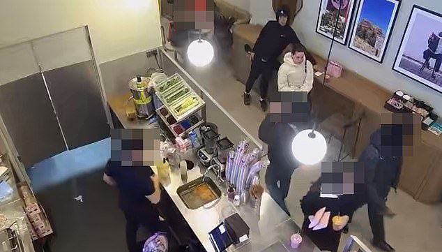 Dramatic footage shows prolific thief Zacariah Boulares creeping up behind the actress and stealing her phone