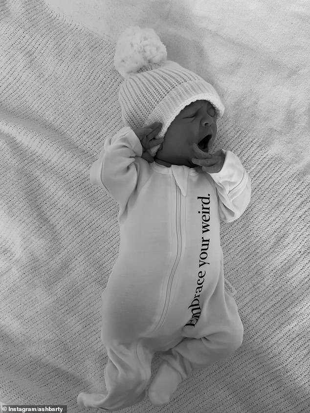 Pictured: Ash Barty's newborn daughter Jordan in a photo the tennis champion posted to social media on Monday