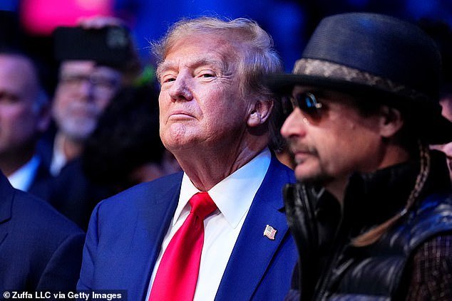 President Donald Trump (left) endorsed Kid Rock's latest foray into the food industry, praising his new Nashville restaurant, The Detroit Cowboy, in a Monday night Truth Social post