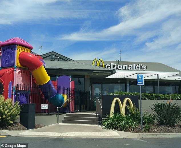 The footage was captured at the McDonalds in Hervey Bay, south of Bundaberg in Queensland